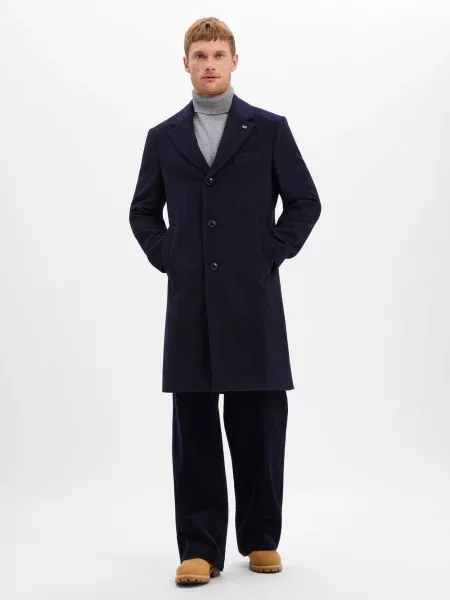 Finshley & Harding London płaszcz wełniany Mężczyźni Wełna 46 niebieski