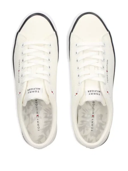 Sneakerși Tommy Hilfiger cu șireturi din dantelă cu autograf alb