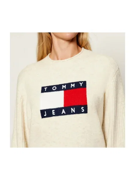 Tommy Jeans pulover din amestec de lână bej light alb