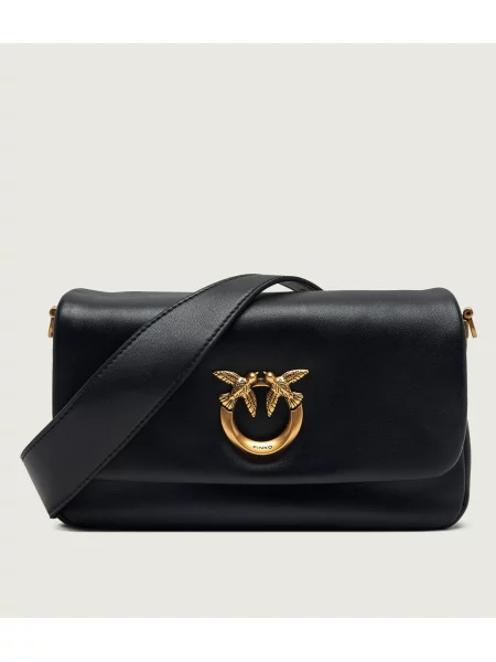 Pinko De piele geantă pe umăr Click Soft Horizontal Mini negru
