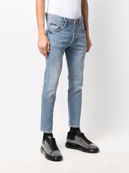 Haftowane jeansy Philipp Plein niebieskie