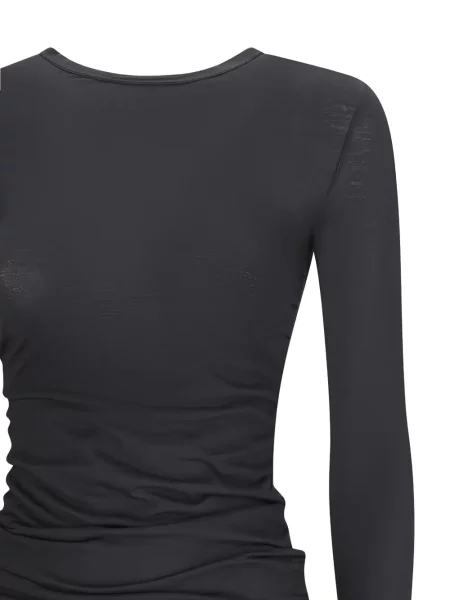 Top Destin drapat lung negru