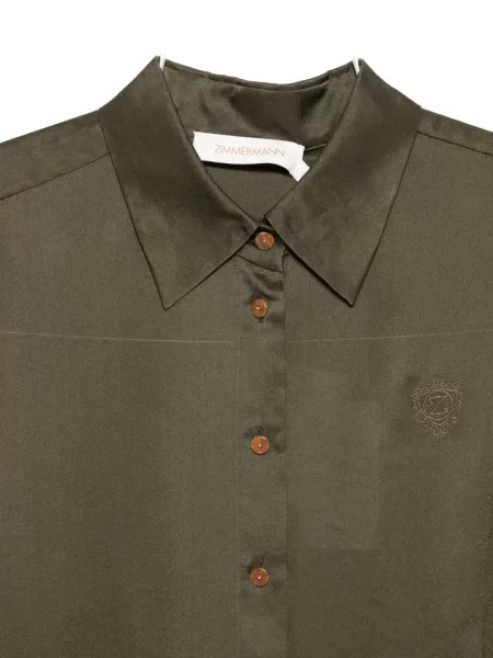 Cămașă Zimmermann cu broderie de mătase verde