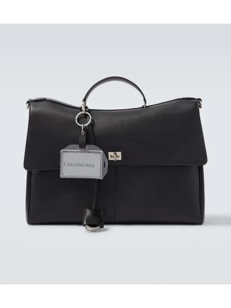 Usnjena torba Balenciaga črna