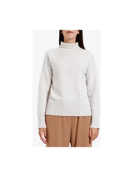 Sweter Max Mara wełniany z wysokim kołnierzem szary