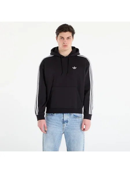 Hanorac cu glugă Adidas Originals cu dungi negru