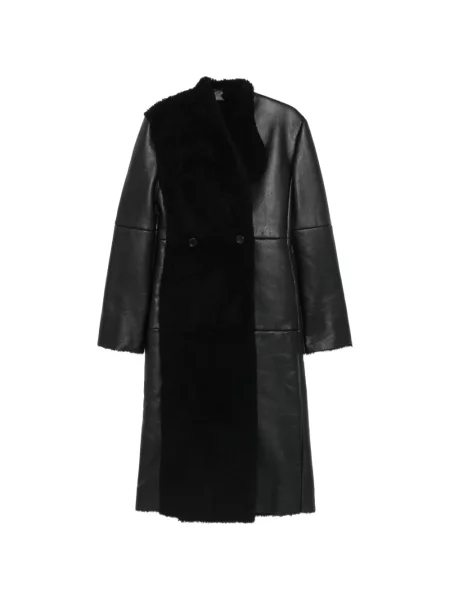 Haină din piele de oaie Litkovska din piele negru