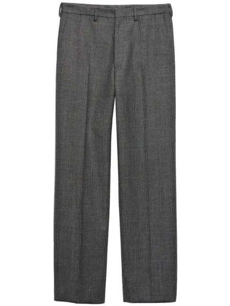 Vlněné kalhoty Prada s pepito vzorem šedé