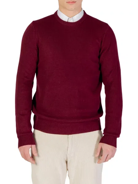 Пуловер Yos с кръгло деколте винено червено