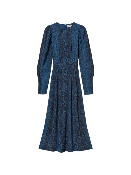 Lung rochie Twinset cu imagine cu decolteu rotund albastru