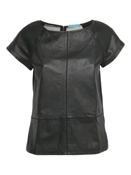 Top Alice + Olivia din piele negru