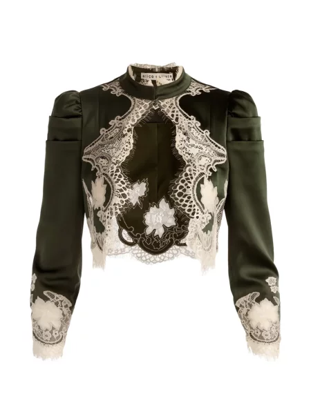 Geacă Alice + Olivia din dantelă verde