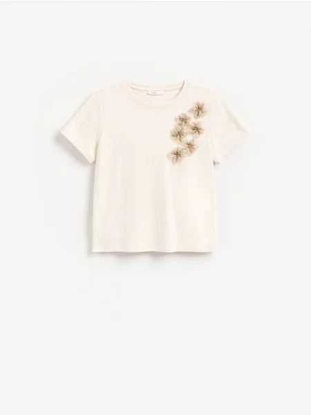 Reserved Tricou cu aplicații decorative nude