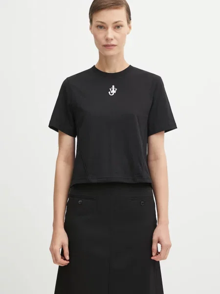 JW Anderson tricou din Anchor Embroidery Panelled Cropped