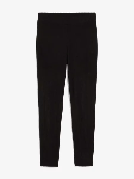 Legginsy ocieplane z prążkowanej tkaniny termicznej czarne