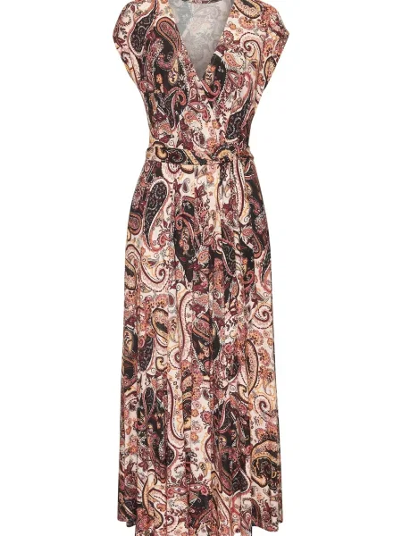 VIVANCE Obleka bež / oranžna / bordo črna