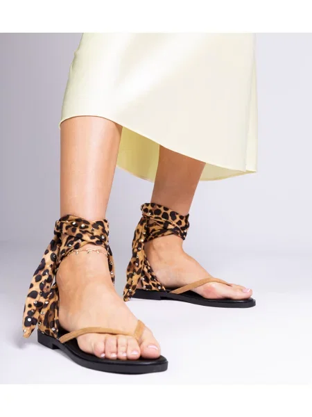 Chiloți tanga D/ceo cu imagine cu model leopard negru