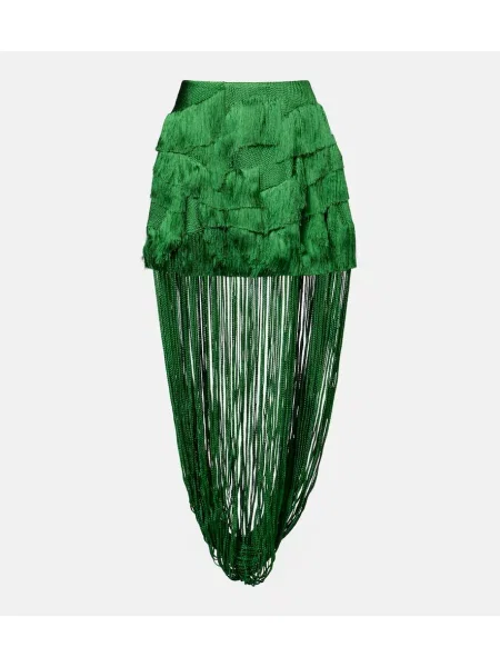 Fustă Xu Zhi cu franjuri drapată verde