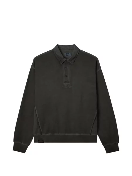 Gulerat hanorac Izzue cu broderie de catifea cord negru