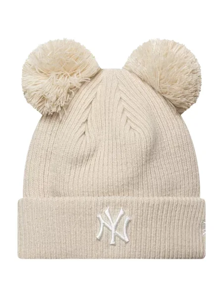 Čepice New Era Knit Medium MLB Double Pom Beanie New York Yankees Stone Universal béžový