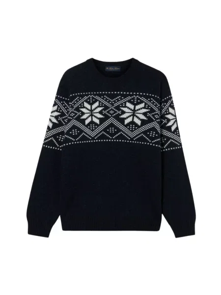 Sweter Brooks Brothers wełniany we wzór norweski niebieski