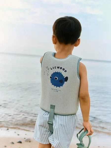 Liewood plavecká vesta Dove Seersucker Swim Vest zelená