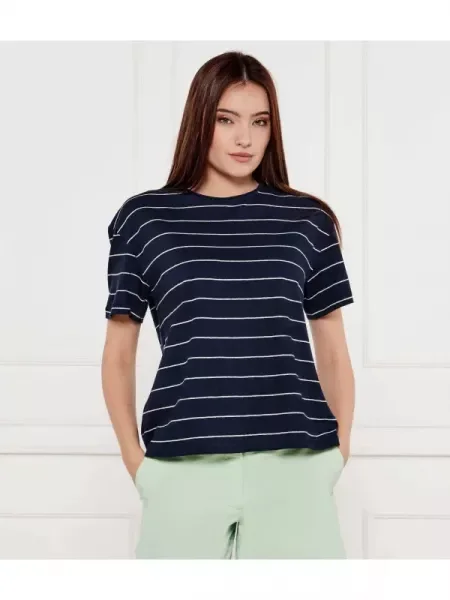 Tommy Hilfiger Póló len hozzáadásával kék