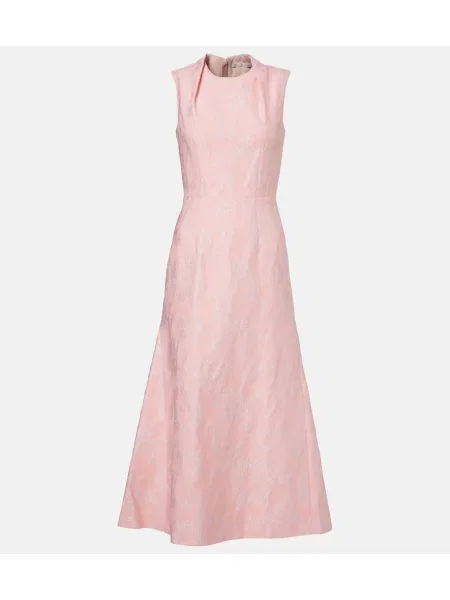 Rochie midi Emilia Wickstead din jacard până la genunchi de costum roz