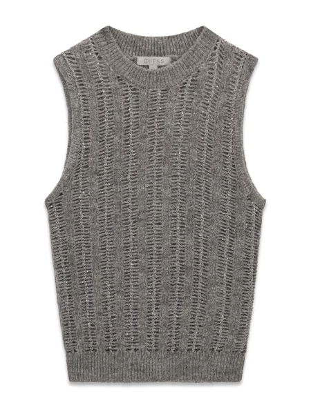 GUESS Top brodat CECILIA / argintiu gri