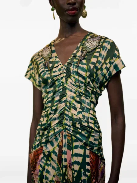 Rochie midi Farm Rio cu volane verde