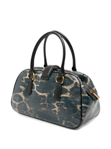 Geantă Just Cavalli din piele cu imagine cu model leopard albastru