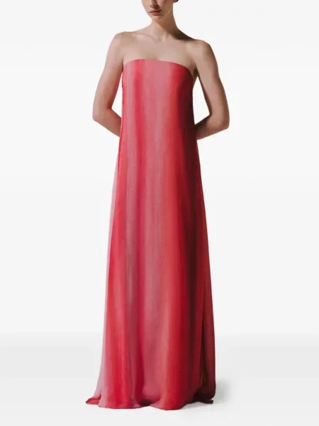 Rochie maxi Baobab din șifon fără bretele roșu