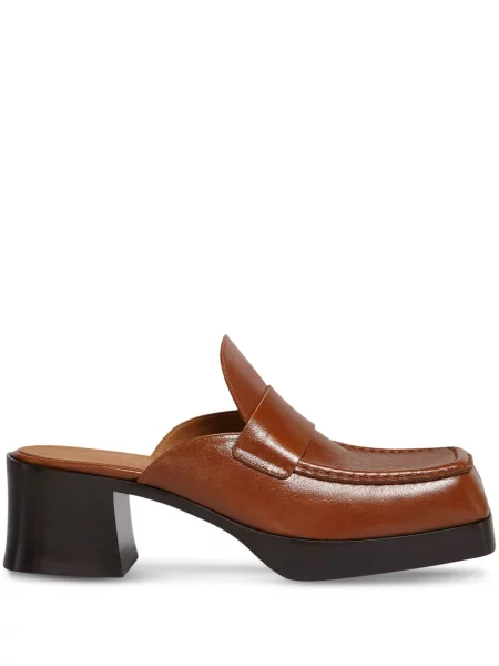 Papuci tip mules Marni din piele maro
