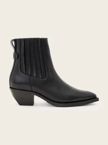Кожени боти челси AllSaints MARCIE CHELSEA с дебел черно
