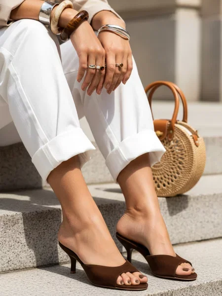 Pantofi Dstreet cu vârf deschis maro