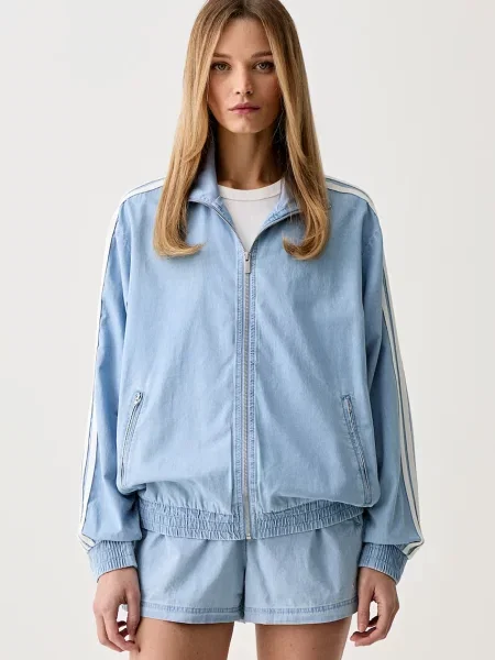 Adidas Originals hanorac cu pentru femei din denim albastru