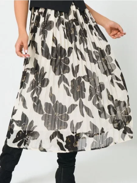 Плісирована міді-спідниця з квітковим принтом різнобарвний