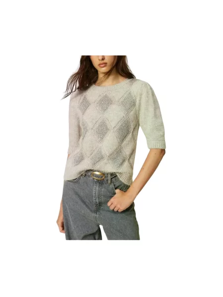 Dzianinowy sweter Twinset szary