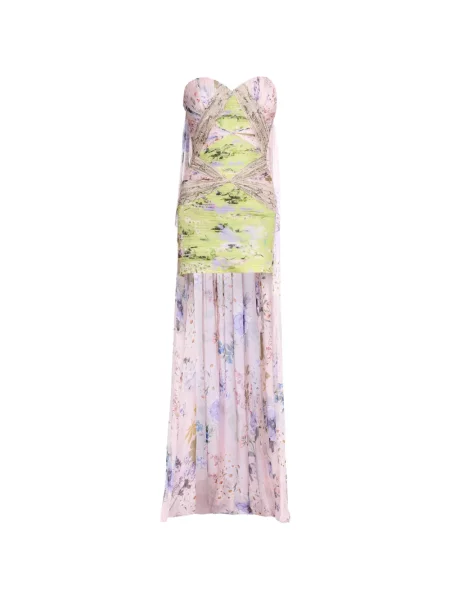 Rochie mini Elie Saab de mătase cu model floral cu imagine roz