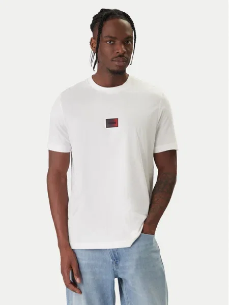 HUGO Tricou Danotie roșu / negru alb