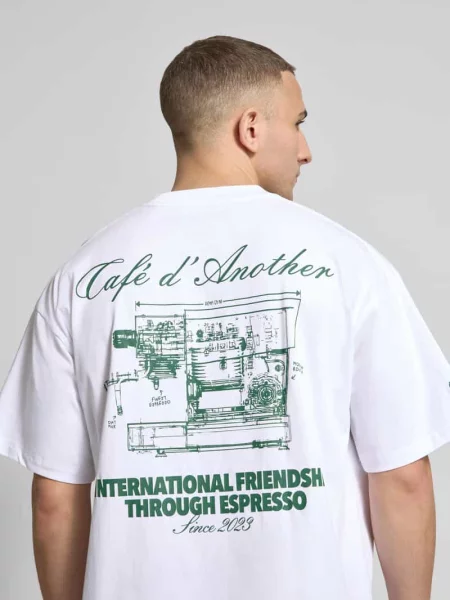 Koszulka z nadrukiem logo krój regular fit Another Cotton Lab biała