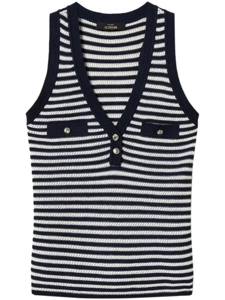 Top Twinset cu dungi tricotate negru