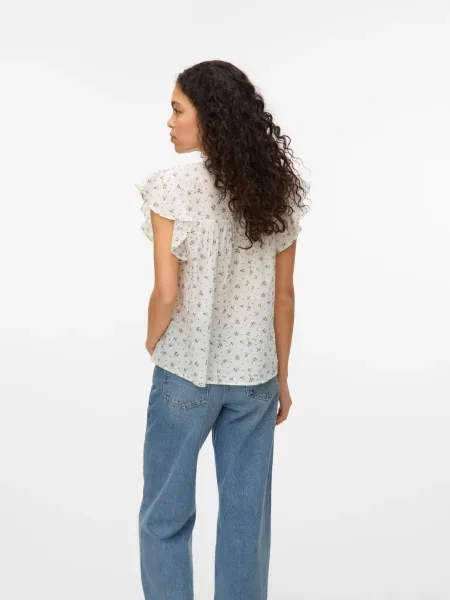 VERO MODA Bluză VMTrine oliv / roz alb