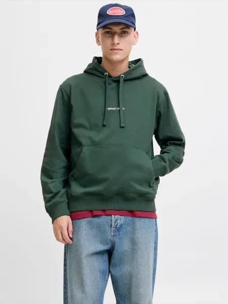 JACK & JONES Tréning póló JORNORREBRO sötétzöld fehér