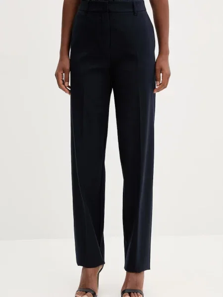 Marella pantaloni din lână bleumarin fason țigaretă high waist