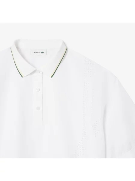 Lacoste Koszulka Polo Oversize Z Tkaniny Technicznej biała