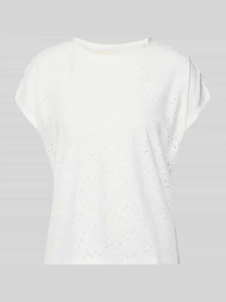 T-shirt o kroju regular fit z efektem podpalania model ‘SMILLA’ Only biała
