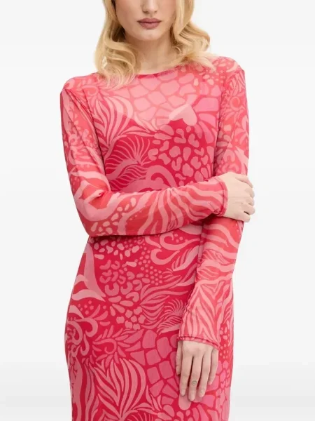 Rochie Never Fully Dressed cu imagine cu imprimeu abstract plasă roz