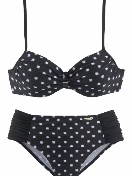 LASCANA Costum de baie două piese / negru alb
