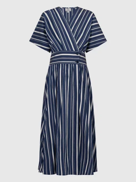 Сукня міді на запах в смужку Woolrich синя